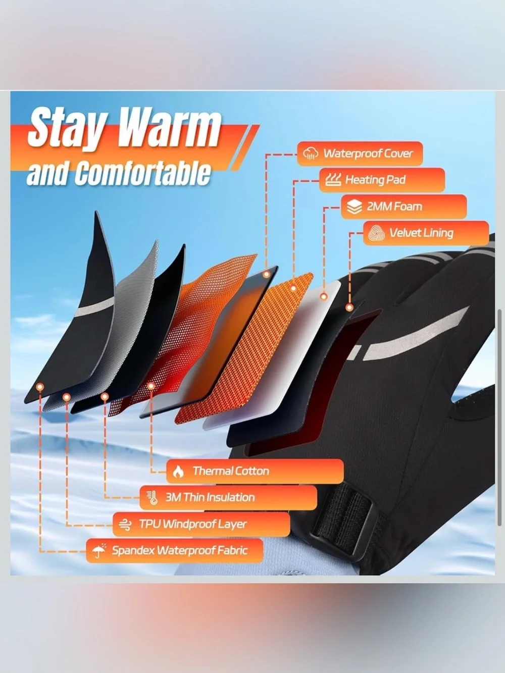 Heated Gloves, 3 Heating Levels Heated Work Gloves With Touchscreen L 1080/bb6-2
